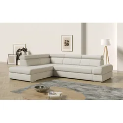 Ecksofa SIT & MORE "Broadway L-Form", weiß (altweiß), B:270cm H:79cm T:213cm, Sofas, mit verstellbaren Kopfteilen, wahlweise mit Bettfunktion