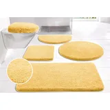my home Badematte Merida, Badvorleger, Badezimmer Teppich, Höhe 32 mm, rutschhemmend beschichtet, fußbodenheizungsgeeignet, schnell trocknend, strapazierfähig, Kunstfaser, rund, Badteppich, Uni Farben, rechteckig, rund & als 2-tlg. Set erhältlich gelb rund | Ø 100 cm x 32 mm