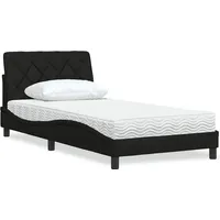 VidaXL Bett mit Matratze Schwarz 100x200 cm Stoff