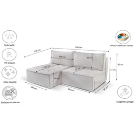 Kaiser Bohoo Mini modernes Ecksofa mit Schlaffunktion Hellbeige Rechts