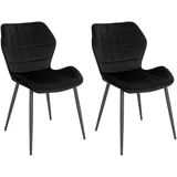 WOLTU Esszimmerstühle 2er Set, Küchenstuhl, Polsterstuhl, Wohnzimmerstuhl mit Rückenlehne, gepolsterter Stuhl mit Samtbezug, Metallbeine, Schwarz, BH356sz-2