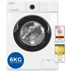 Exquisit Waschmaschine 6kg, Energieeffizienzklasse A, max. 1000 U/min, ECO 40-60, Höhenverstellbare Füße, 16 Waschprogramme, WA56110-020A weiss