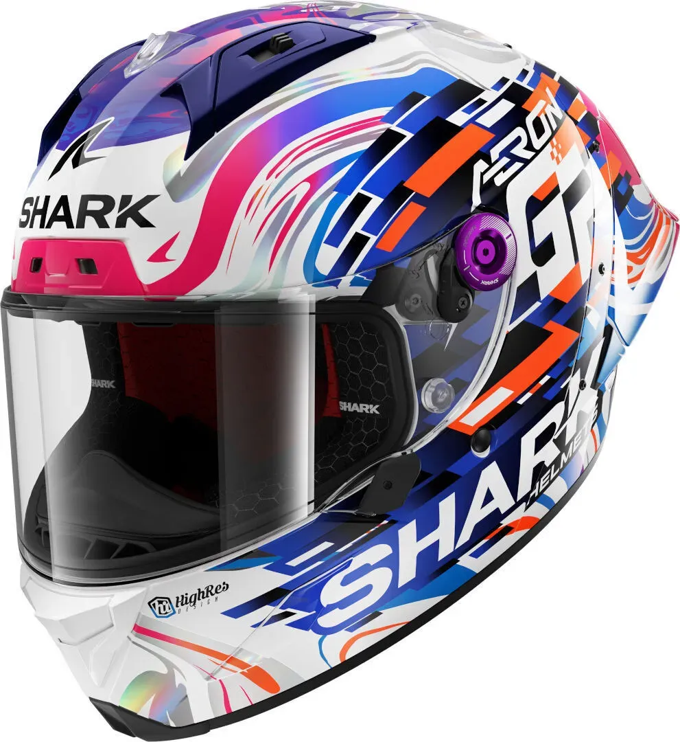 Shark Aeron GP Replica Zarco GP de France Helm, weiss-lila, Größe M für Männer