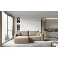 Fun Möbel Ecksofa Sofa FLAVIO mit Schlaffunktion Stoff Castel Cappuccino Ottomane Links - Braun