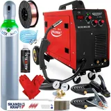 Weldman Micro MIG 200-200A Inverter MIG MAG Schweißgerät Schutzgas und Fülldraht - Mit MMA: Elektroden Schweißgerät - Kombi Schweißgerät mit Fahrwerk, Set zum Auswählen:Professional