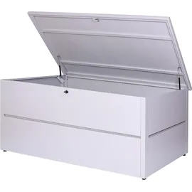 Mendler Gartentruhe HWC-J56, Aufbewahrungsbox Auflagenbox Truhe, Wasserdicht Metall Edelstahl 69x185x85 783l - hellgrau