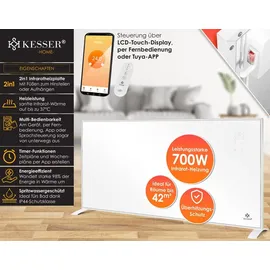 Kesser KESSER® Infrarotheizung Energiesparend Infrarot Standgerät & Wandmontage Elektroheizung mit Fernbedienung Thermostat & App-Steuerung Elektrisch Heizpaneel Heizung Konvektor Standfüße