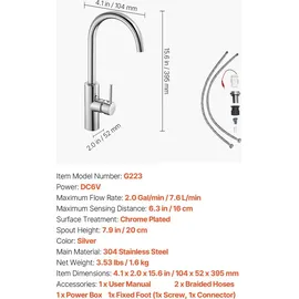 Vevor Einhandmischer Verchromtes Silber