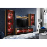 komodee Wohnwand TV Tivoli Medio A2 Schwarz/Wotan 245x159x35 cm