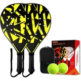 Jouryvue Padel Schläger-Set mit ABS-Oberfläche und Eva-Schaumkern, für Erwachsene, inklusive Zwei Bällen und Tragetasche, ideal für Beach & Court (GeIb)