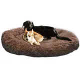 LINRUI Orthopädisches Hundebett XXL Hundesofa für Mittlere große Grosse Hunde Labrador Flauschig Oval Hundekissen Hoch Memory Foam,Rund Kuschelig Hundehöhle,Waschbares,Antistress,Abwaschbar Braun