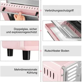 Woltu Minibackofen 10 Liter, 650 Watt Toasterofen, Kleiner elektrischer Backofen, 100-230 °C, 60 Min, Ober- und Unterhitze, mit Backblech Grillrost Entnahmegriff, Rosa