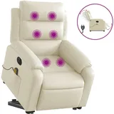 vidaXL Massagesessel mit Aufstehhilfe Elektrisch Kunstleder 92,5 x 100 x 92,5 cm Creme
