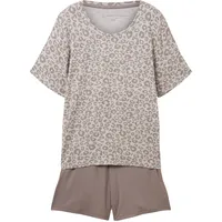 Tom Tailor Damen Pyjama-Set mit Leo-Print, grau, Animalprint, Gr.