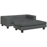 vidaXL Kindersofa mit Hocker Dunkelgrau 100x50x30 cm Samt