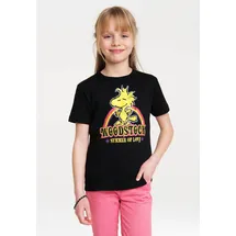 LOGOSHIRT T-Shirt "Woodstock", Mädchen, Gr. 122/134, schwarz, 100% Baumwolle, bedruckt, normal, Rundhals, Shirts T-Shirt, mit süßem Frontprint