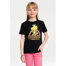 LOGOSHIRT T-Shirt "Woodstock", Mädchen, Gr. 122/134, schwarz, 100% Baumwolle, bedruckt, normal, Rundhals, Shirts T-Shirt, mit süßem Frontprint
