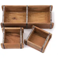Creedwood Kisten-Set, Natur, Holz, 14 cm, Dekoration, Dekoartikel, Dekoschalen