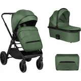 KIKKABOO Kinderwagen Tiffany 2 in 1 Babywanne, Sportsitz, Wickeltasche, PolyurethanRäder dunkelgrün - Grün