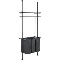 Wenko Teleskop-System Herkules Laundry, Wäschesortierer mit 3 Fächern je 46 l, Aufhänge- und Ablagemöglichkeit, 73-120 x 165-300 x 42,5 cm, Schwarz