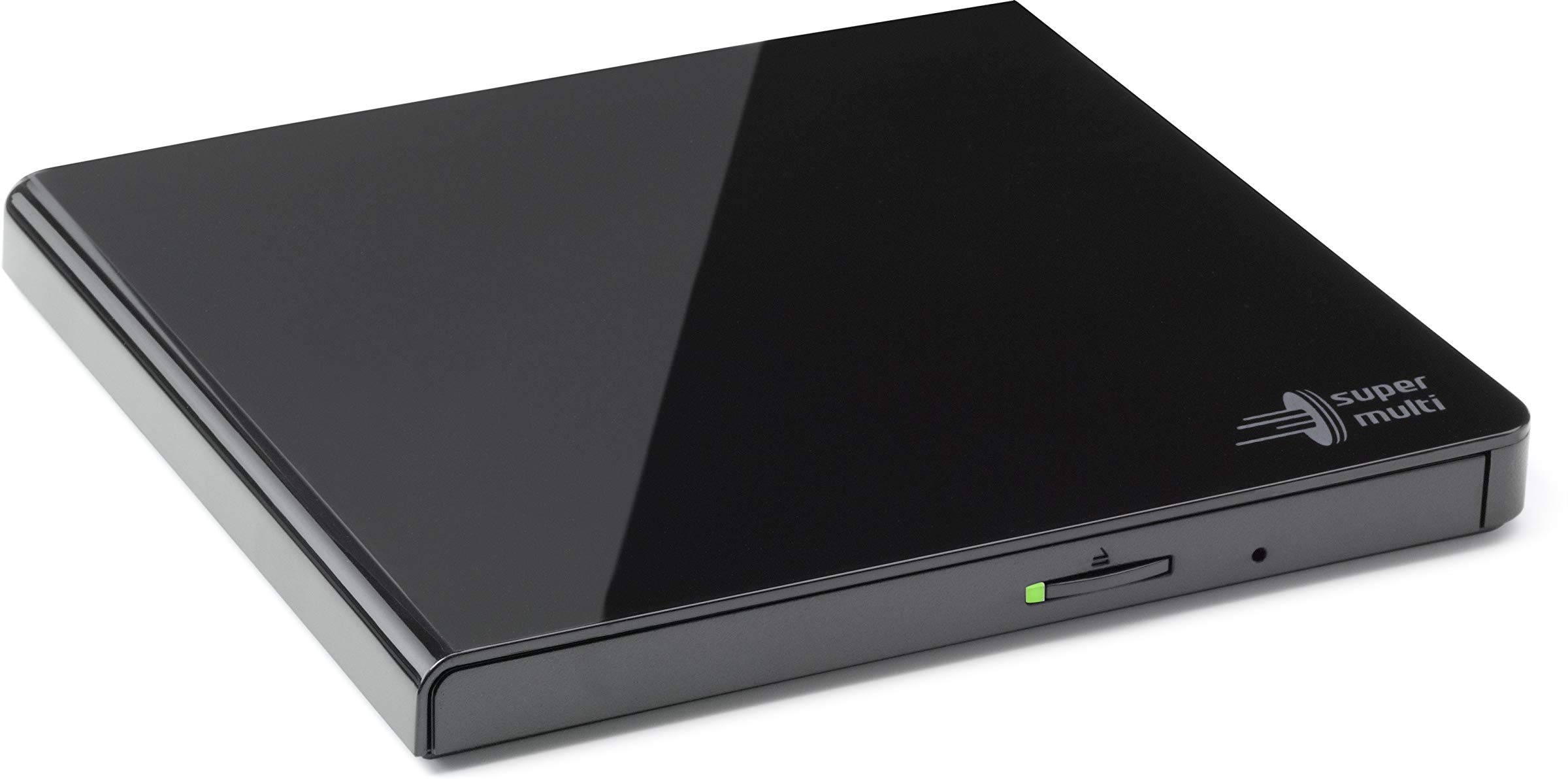 Hitachi-LG GP57 Externer Portabler Super-Multi DVD-Brenner, Ultra Slim, USB 2.0, DVD+/-RW, CD-RW, DVD-ROM/RAM kompatibel, TV-Anschluss, Windows 10 & Mac OS kompatibel, Schwarz