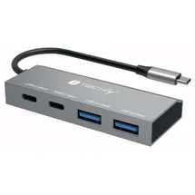 TECHLY IUSB32C-HUB4AC2 laptop-dockingstation - portreplikator Kabelgebunden USB 3.2 Gen 1 (3.1 Gen 1) Type-C Silber