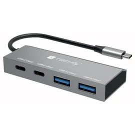 TECHLY IUSB32C-HUB4AC2 laptop-dockingstation - portreplikator Kabelgebunden USB 3.2 Gen 1 (3.1 Gen 1) Type-C Silber