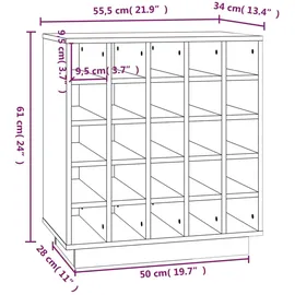 vidaXL Weinregal 55,5 x 34 x 61 cm Weiß