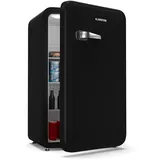 Klarstein Audrey Evo 90L Retro Mini Kühlschrank - Leise 40 dB, Kompakter Kühlschrank Klein mit Verstellbaren Füßen, Wendetür, Mechanischem Thermostat, Schwarz