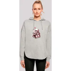 Kapuzenpullover F4NT4STIC "Cozy Winter Skelett", Damen, Gr. L, grau, Obermaterial: 100% Baumwolle, casual, oversize, Langarm, Pullover, Premium Qualität