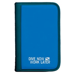 Taucherlogbuch sub-book - Farbe: blau - Motiv: Dive now - work late...