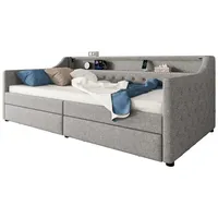 Odikalo Schlafsofa Daybett Tagesbett Fernbedienung Schubladen 90 x 200cm(ohne Matratze) grau