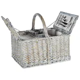 Beliani Picknickkorb GROSEILLE in Grau/Weiß - (W) 48 x (H) 40 x (L) 33 cm | Gr.: onesize