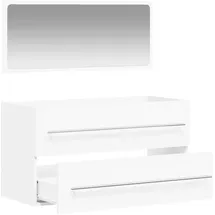 vidaXL Badschrank mit Spiegel 2-tlg. Weiß