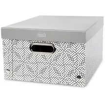 IDENA Aufbewahrungskorb mit Deckel und Metallgriffen 37,5 x 28 x 18 cm grau