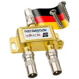TronicXL 2-Fach BK Verteiler Premium TV Kabel Adapter Antennenverteiler Kabelfernsehen DVBC Splitter