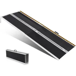 VEVOR Tragbare Rollstuhlrampe, 2,13 m, 363 kg Tragkraft, rutschfeste Aluminium-Klappschwellenrampe, faltbare Rollstuhlrampe für Mobilitätsroller, Behindertenrampe für Hausstufen, Treppen, Türen, Bords