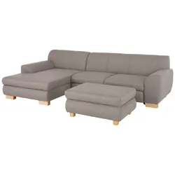 Ecksofa HOME AFFAIRE "Nika L-Form", silber, B:277cm H:84cm T:84cm, Struktur fein (100% Polyester), 100% Polyester/ 85% Polyester+15% Polyacryl Melrose/Struktur, Sofas, Polsterecke, Struktur fein oder Melrose/Struktur, mit Bettfunktion