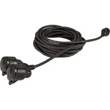 Meister Craft Meister Verlängerungskabel 7435040, 25m, 2-fach Schutzkontakt, außen IP44 Außenbereich - schwarz / Kupplung mit Berührungsschutz / Schuko-Verlängerung /