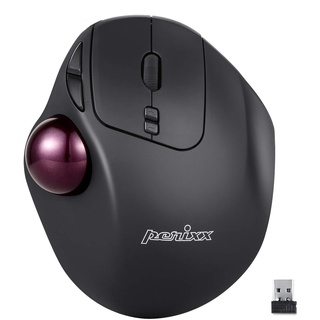 Perixx PERIMICE-717 D Trackball Funk Laser Schwarz 7 Tasten 2000 dpi Ergonomisch, Integrierter