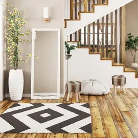 Relaxdays Fellhocker, rund, Braun,Grau,Hellbraun