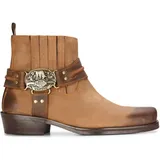 TruClothing.com Herren Western Cowboy Stiefel Vintage Quadratische Zehe Land Echtleder Reiten Biker - Braun 44 EU - 44 EU