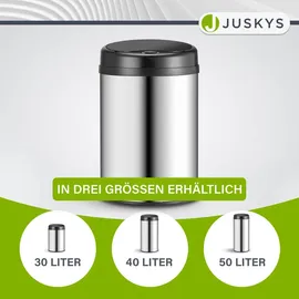 Juskys Runder Mülleimer 30 l Silber