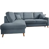 P & B Ecksofa, Blau, Textil Buche, massiv, Struktur, 4-Sitzer, Füllung: Schaumstoff, Ottomane links, L-Form, 230x200 cm, Made in EU, Liegefunktion, Schlafen auf Sitzhöhe Wohnzimmer, Sofas , Couches, Wohnlandschaften, Ecksofas