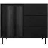 Mirjan24 Kombikommode, Schwarz, 3 Schubladen, Rechteckig, Gittergestell, 103x90x50 cm, Wohnzimmer, Kommoden & Sideboards, Kommoden