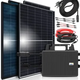 sunniva SUNNIVA® 2288W Balkonkraftwerk komplett Steckdose TSUN Wechselrichter, PV Solaranlage Komplettset, 4x 440W BIFAZIAL, BLACK Frame, Single Glas Solarmodule, inkl.5m Kabel, Bluetooth