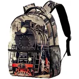 IUBBKI Lässiger Rucksack Lokomotive Zug Schulrucksack mit Taschen Leichter wasserdichter Duffle Rucksack Personalisierter Rucksack für Kinder, Siehe Abbildung, One size - Einheitsgröße