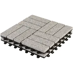 BodenMax Klickfliesen Terrasse Gehwegplatten Steinplatten Garten 30x30 cm Fliesen Balkon Klicksystem Wetterfest | Naturstein GRANIT | 2 Stück