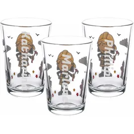 LUXENTU Kinderbecher Feuerwehrmann Bernie, mit Gravur, 3er Set