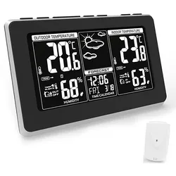 ADLER AD 1175 Wetterstation für Innen- und Außentemperatur und Luftfeuchtigkeit, drahtloser Sensor, Wettervorhersage, Datums-/Zeitanzeige, Alarm.